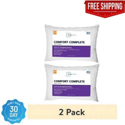 BRANDED (2 pack) Mainstays Comfort Complete Bed Pillow, Standard/Queen