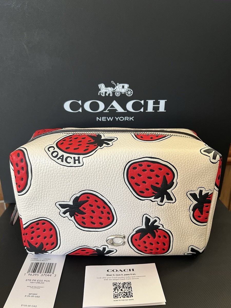 COACH Strawberry Essential Cosmetic Pouch CT893 Color: Strawberry