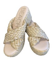 Women's Size 10 BEACH by Matisse Beige Reflection Platform Block Heel Sandals