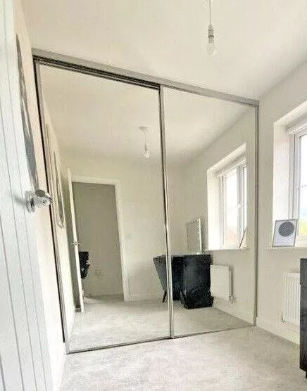 Made to Measure Wardrobe Mirror Doors silver frame to suit 1100