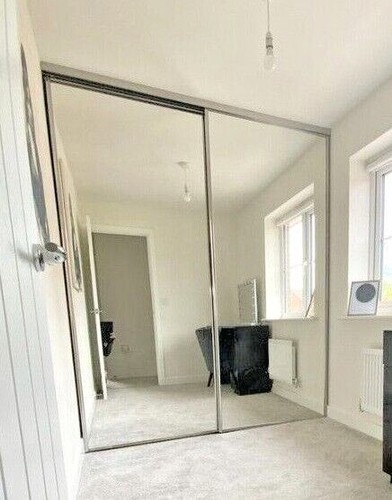 Sliding Wardrobe - 2x Silver Mirror Doors, Made to measure up to 1180mm Wide