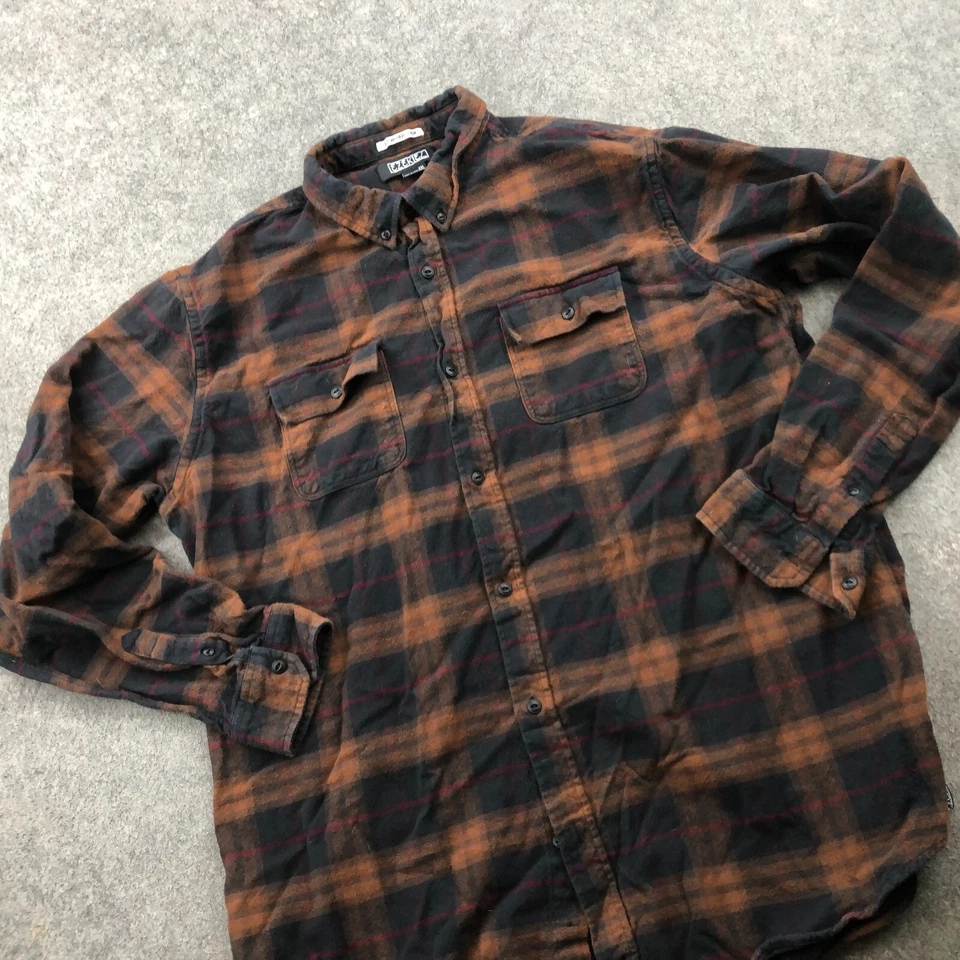 Ezekiel Flannel Shirt Men 2XL Brown Check Plaid Long Sleeve Button Up Hiking - Image 4 of 4