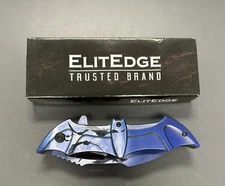 ElitEdge 10-A86BDGY Knife 5” Bat Assist Folder Blue  Composite Printed Handle