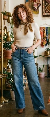 Judy Blue Retro Wide Leg Jeans 13/31 Denim High Rise Front Yoke Allison