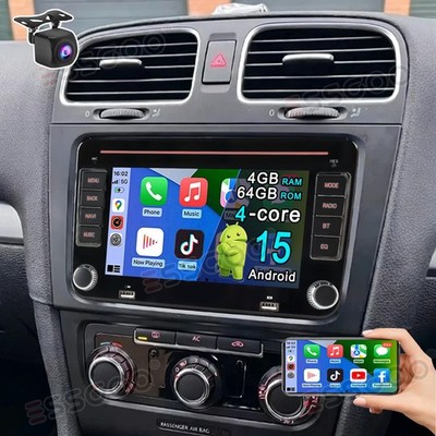 4+64G Android 15 Autoradio Carplay GPS KAM für VW GOLF 5 Plus Polo Passat Touran