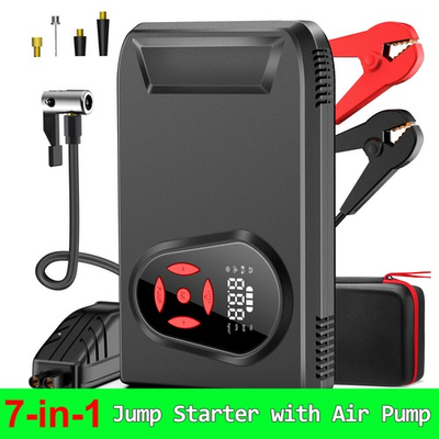 #ad #ad Car Jump Starter with Air Compressor 3000A Portable Battery Booster 12V Jumper $39.98