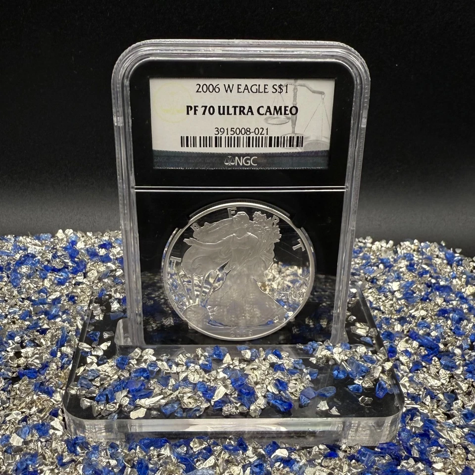 Proof 2006 W $1 Silver Eagle NGC PF70UC Classic Blue Label Black Core Spotless! - Image 2 of 4
