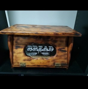 Vintage 1984 Rustic Wooden Bread Box Cottagecore Farmhouse Kitchen Storage