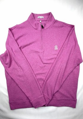 Peter Millar Men's 1/4 Zip Mock Neck Knit Sweater Pink XXL Rayon Cotton Poly