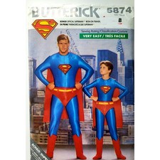 Butterick 5874 Sewing Pattern Very Easy Kid Tween Superman Costume Sz 7-14