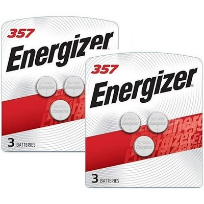 Energizer 357 1.55V Silver Oxide  0% Mercury Batteries 6 Pack