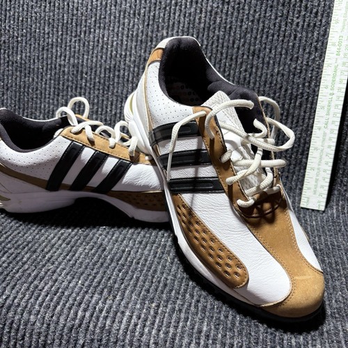 adidas 3D Fit Foam Golf Shoes Sneakers Mens 9 White Brown Leather Spikes