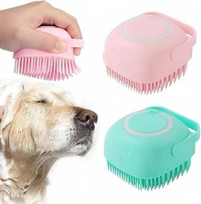 Pet Dog Cat Silicone Soft Massage Bath Brush Scrubber Shampoo Dispenser
