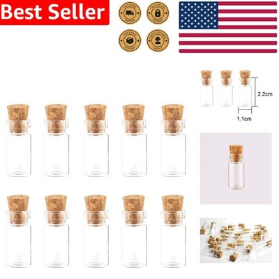 Small Glass Sample Bottles 1ML Transparent Cork Top Containers for Crafts Party