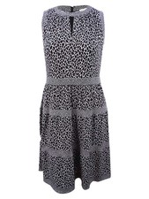 Michael Michael Kors Women's Plus Leopard-Print Tiered Dress (0X, White/Black)