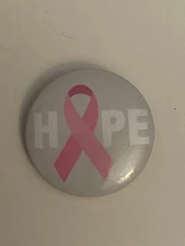 Hope Pink Ribbon Pin Back Button P62