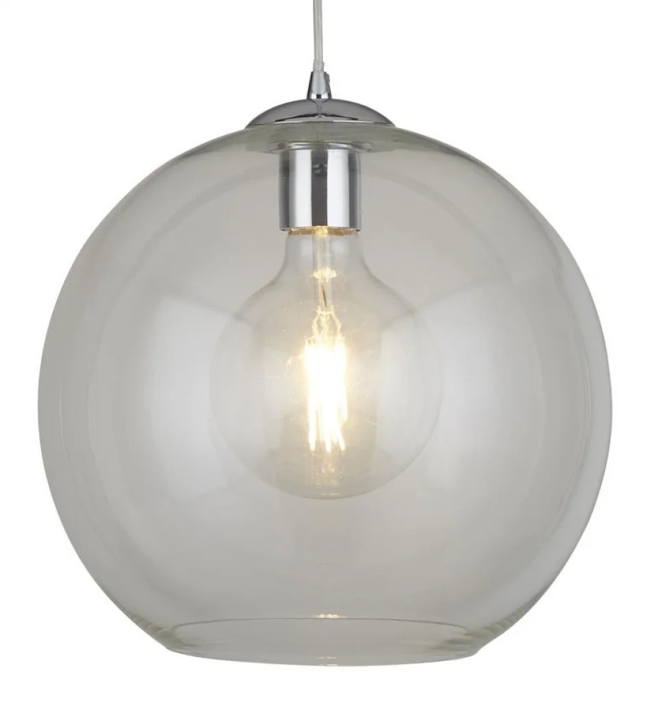 Searchlight 1 Light Round Pendant Chrome With Clear Glass - Image 3