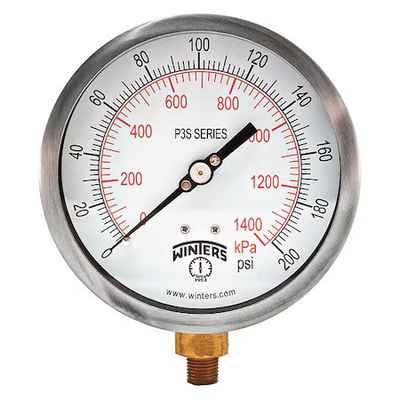 #ad Winters P3s6013 Maxi45 Industrial Pressure Gauge 0 To 200 Psi 4 1 2 In Dial $79.59