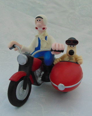 Vintage 1990er Euromark Wallace & Gromit Motorrad & Beiwagen Zahnbürstenhalter