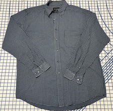 Eddie Bauer Shirt Men's Large Blue Plaid Button Down Tall Classic Fit Cotton