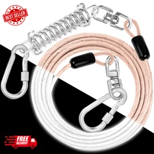 Dog Tie Out Cable: Reflective 50 Ft Heavy Duty Dogs Chain for outside with Shock