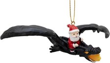 Santa Claus Riding a Flying Dragon Christmas Tree Ornament