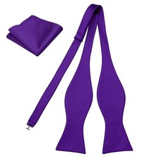Men's Woven Self Tie Bow Tie and Pocket Square Men's Formal Wear 014-purple