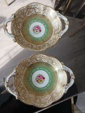 Bishop & Stonier Pair of painted and gilded Bon Bon Dishes.  Good condition!