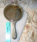 VICTORIAN SILVER ORNATE  HAND MIRROR- USED- SWEET CHERUBS IN HEAVEN- SIGNED-L@@K — photo 3