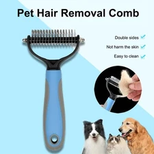 2Side Dog Brush for Shedding Dematting Pet Grooming Cat Hair Undercoat Rake Comb