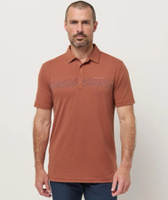 TravisMathew Heater Chest Stripe Polo Mens XL Rust Performance Golf Shirt