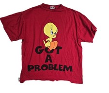 Vintage 90s Looney Tunes Tweety Bird Single Stitch Red T-Shirt Sz L
