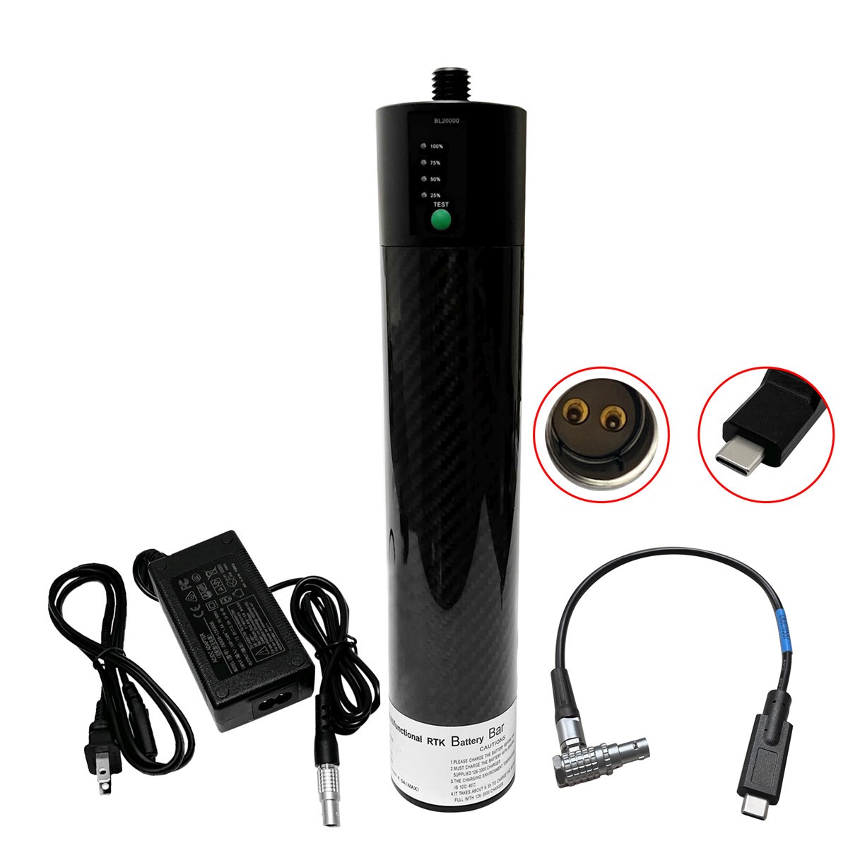 12V 20000mAh BL20000 GPS Power Stick External Pole Battery Type-C RTK GNSS