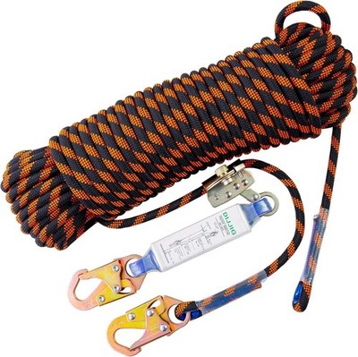 Rope Harness Safety Lanyard 50ft Vertical Roofing Rope With Grab Snap Hooks | Sh