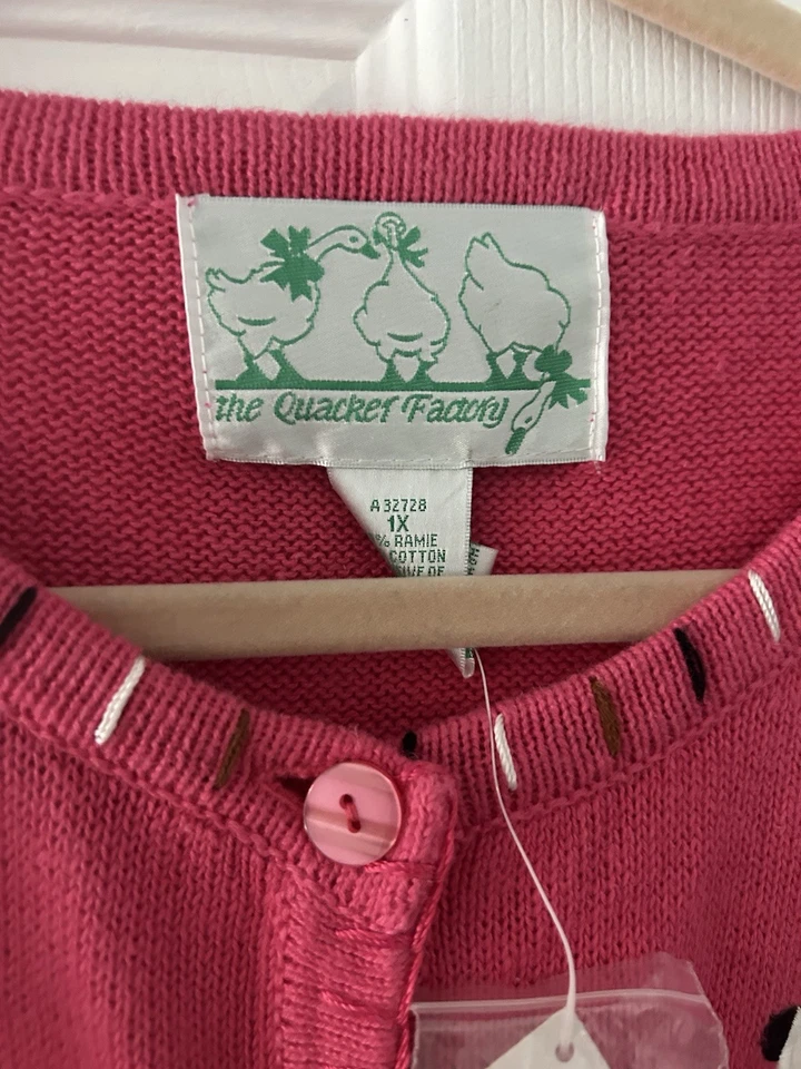 Rare Find Vintage Quacker Factory Panda Cardigan Sweater Size 1X New With Tags - Image 4 of 4