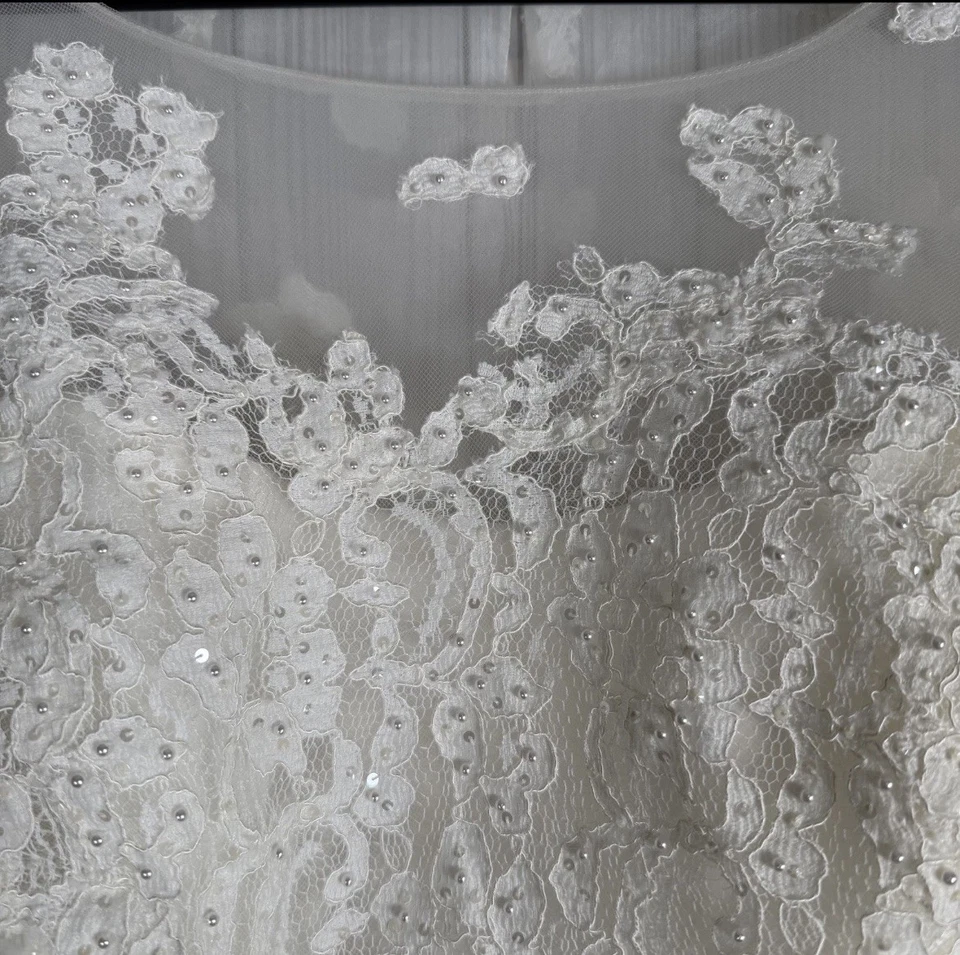 Vestido de novia Oleg Cassini (hasta el té) CMK513 / talla 12 / marfil Foto 3 de 4