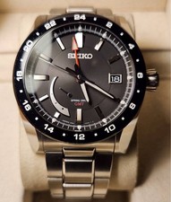 Seiko Brightz Ananta SAEA005 Spring Drive GMT Gangreserve Stahl schwarz 43mm