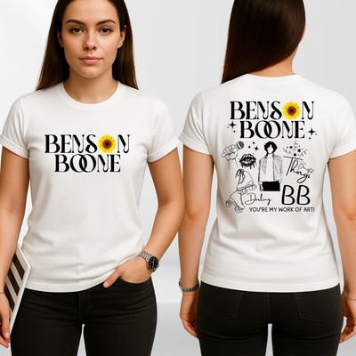 Benson Bonne Front & Back T-Shirt, Benson Boone Konzert Texte Tee Top