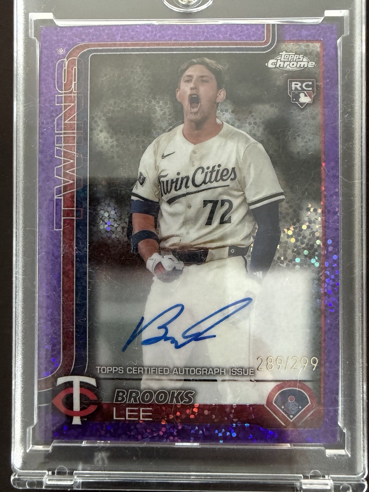 Brooks Lee Auto Rookie Purple Speckle /299 2025 Topps Chrome #RA-BL Twins RC