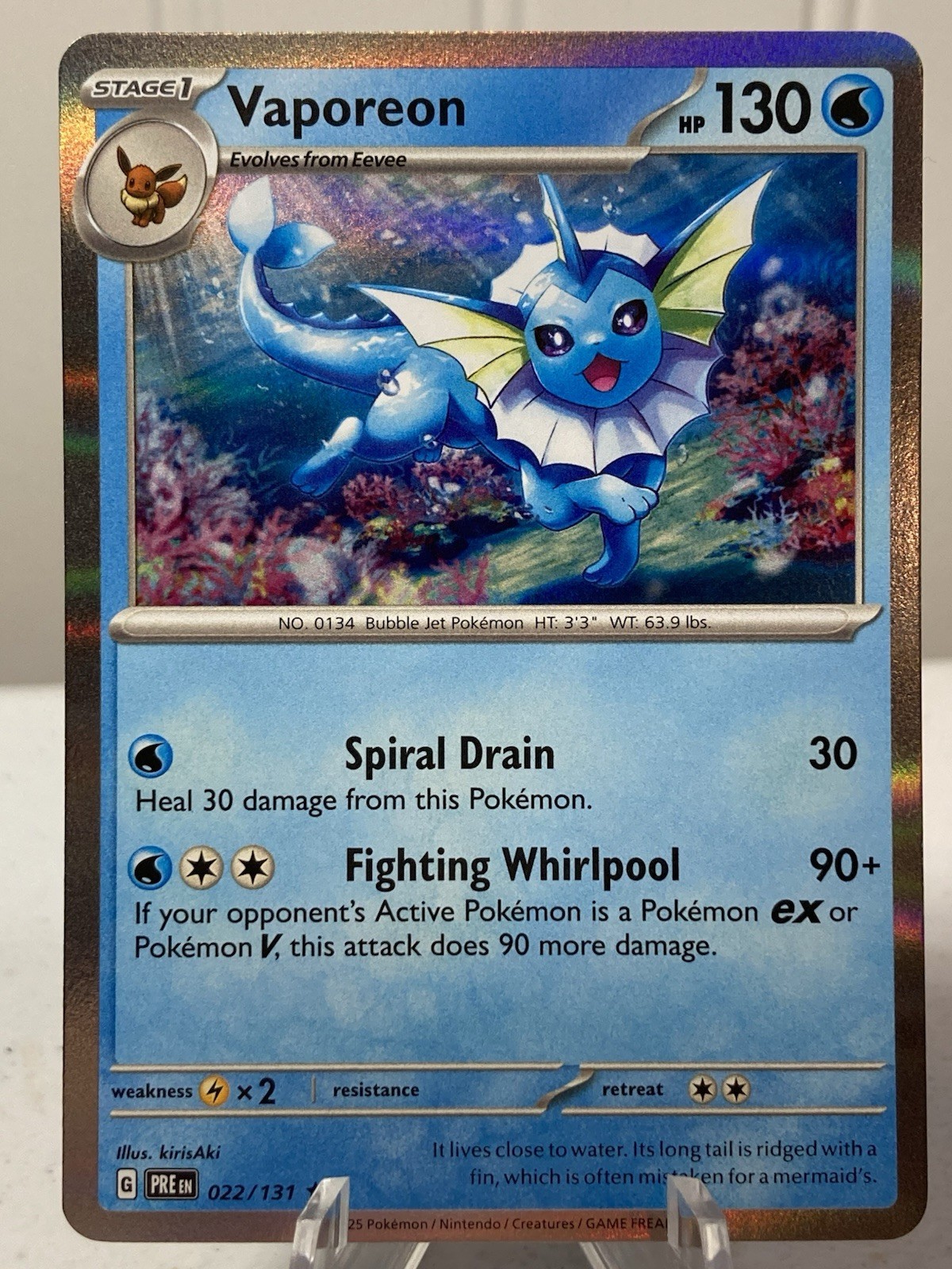 Vaporeon 022/131 Prismatic Evolutions Holo NEAR MINT (NM+)