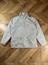 Masters Golf Fashion By Alaska Blue White Gingham Golf 1/4 Zip Jacket Pre Loved