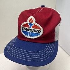 VTG NOS STANDARD OIL Red White & Blue Snapback Trucker Baseball Cap Hat