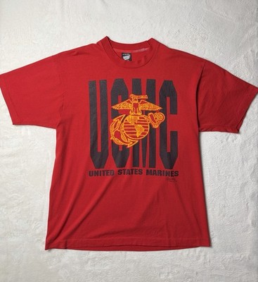 Vintage 90s USMC T Shirt XL Screen Stars Best Single Stitch Red Marine Corps EGA