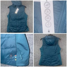 Smartwool Smartloft Vest Teal Blue Hooded Puffer Insulated Womens Medium NEW