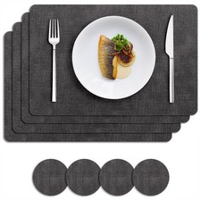 Set of 6 Placemats & 6 Coasters Rectangular Place Table Mats Heat Resistant