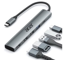Acer 5 in 1 USB C Hub with 4K HDMI, 100W Power Delivery, 3 USB A Data USB C To H