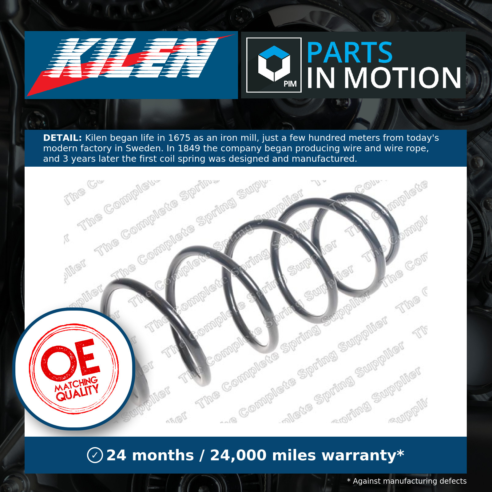 Coil Spring Front 11410 Kilen Suspension 500412 Genuine Top Quality Guaranteed