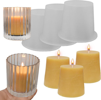 3 Pack Cylinder Candle Mold - Votive Candle - Silicone 3D Molds for Pray, Peo...