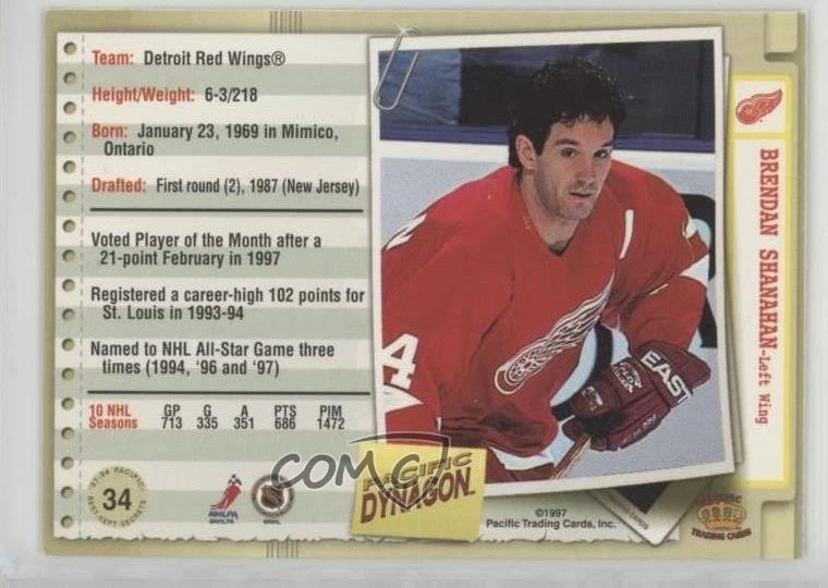 1997-98 Pacific Dynagon Best-Kept Secrets Brendan Shanahan #34 HOF - Image 2 of 2