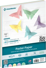 Printworks Pastel Paper 8.5" X 11" - 100 Sheets - 5 Assorted Pastel Colors - 30%